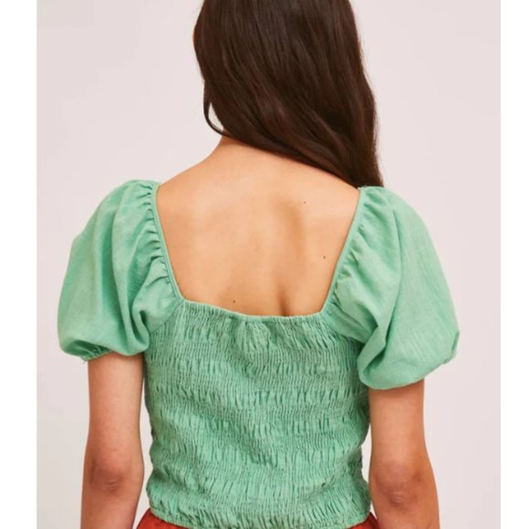 Compañía Fantástica puffed sleeve shirred top - Picture 2 of 4